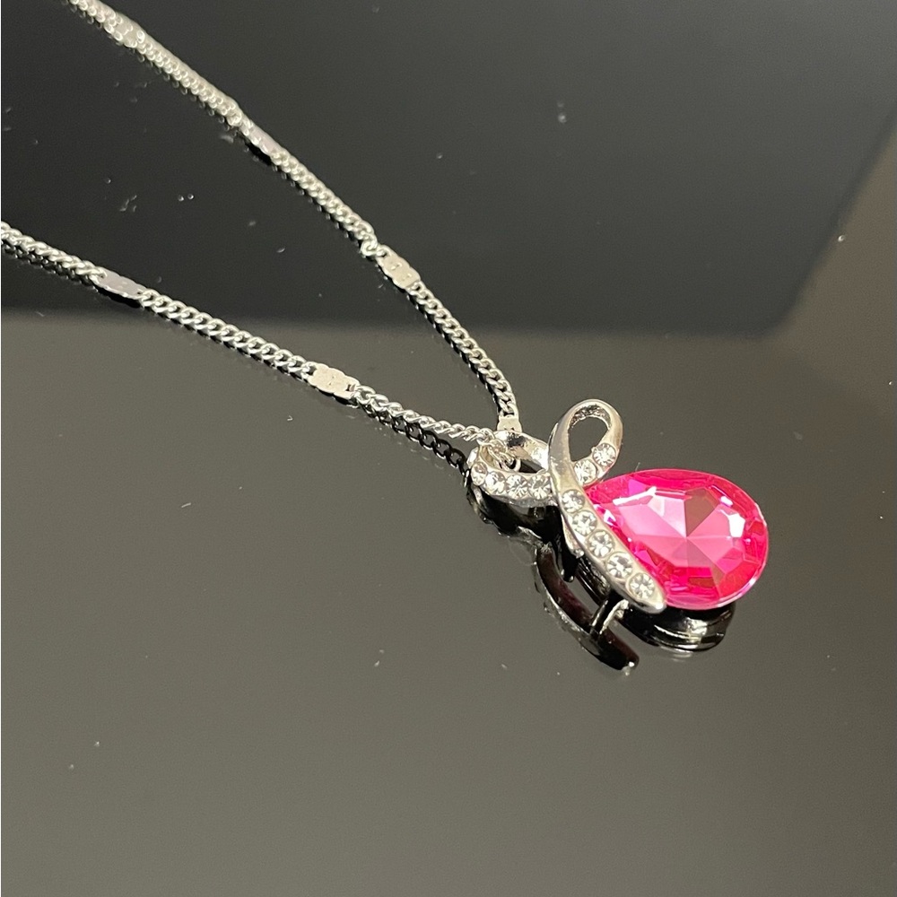 18K White Gold Plated with Swarovski Crystals Elements Bold Pink